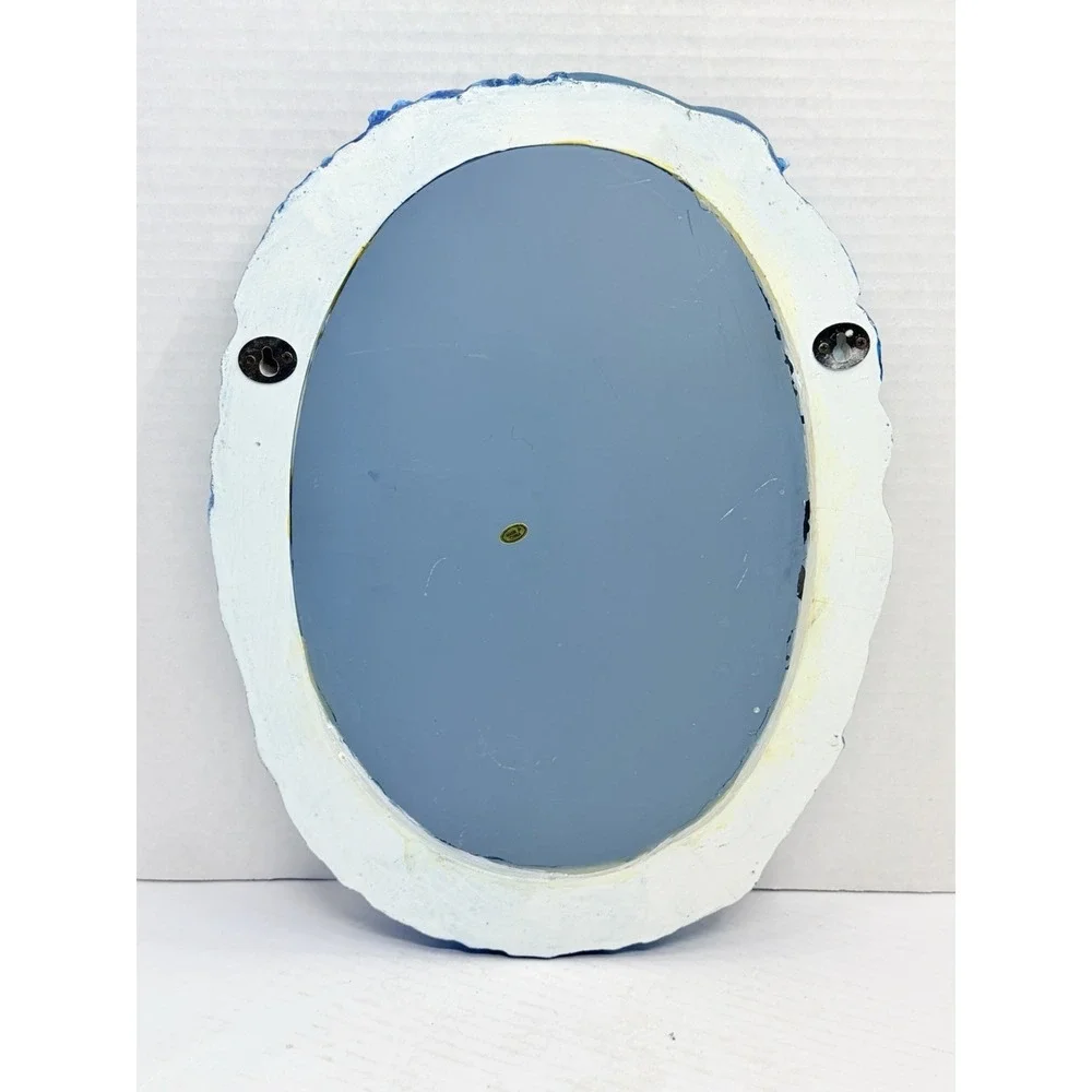 Vintage Dolphin Wall Mirror Coastal Beach Nautical Resin Decor 12x16 Blue